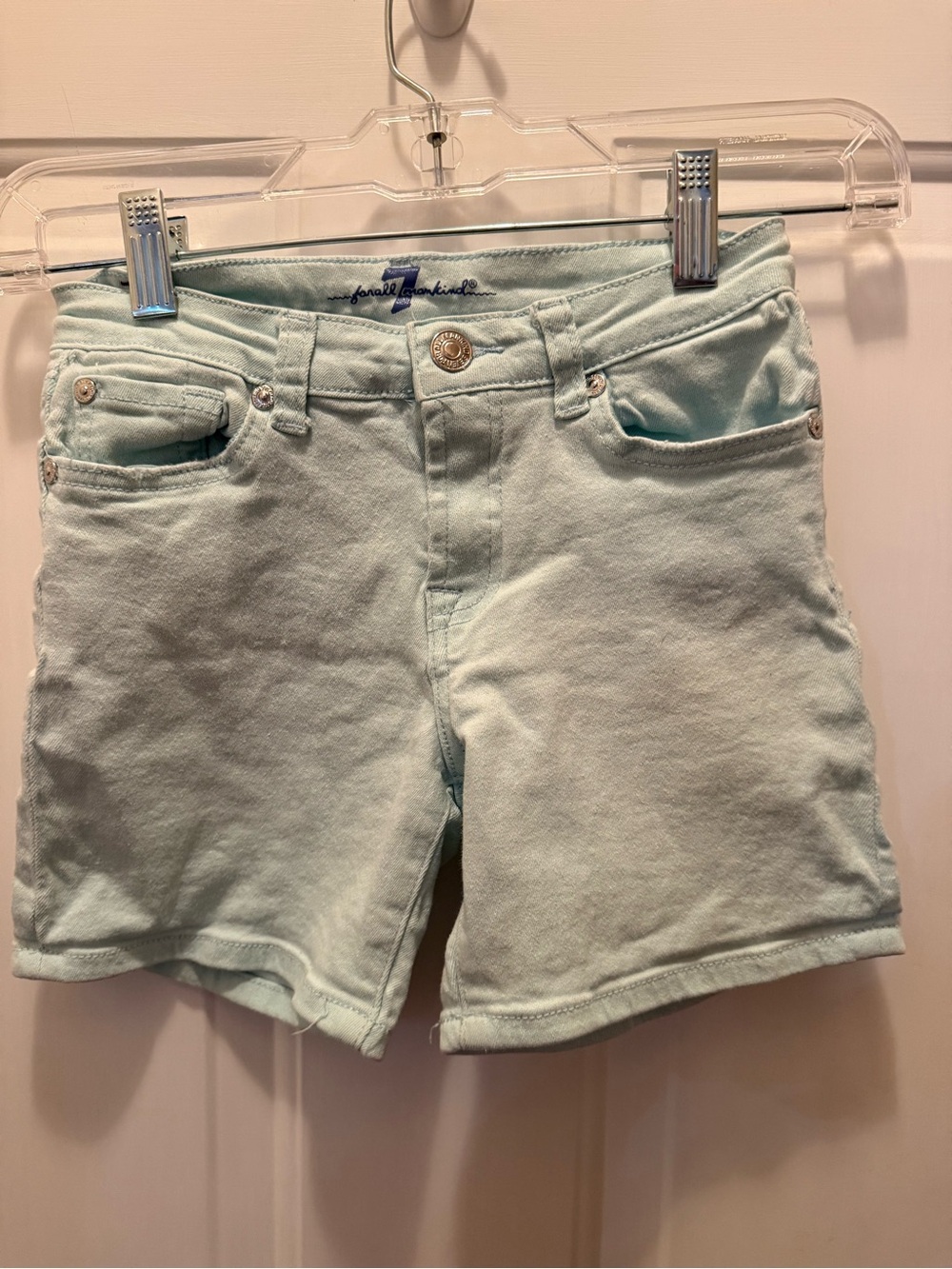 7 For All Mankind youth girls Light Mint Denim Shorts size 12